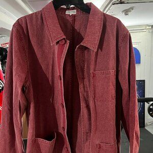 Quaker Marine Supply Men's Red Button Down Shirt- Large